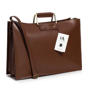 Servieta dama din piele naturala DiAmanti Monza Marrone